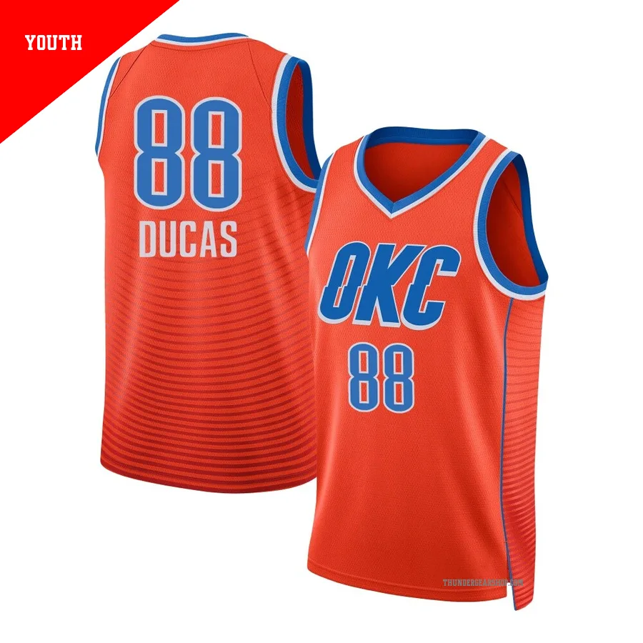 Alex Ducas ＃88 Oklahoma City Thunder Swingman 2024/25 Youth Orange Statement Edition Jersey