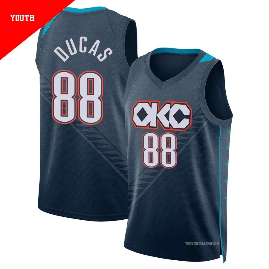 Alex Ducas ＃88 Oklahoma City Thunder Swingman 2025/26 Youth Navy City Edition Jersey