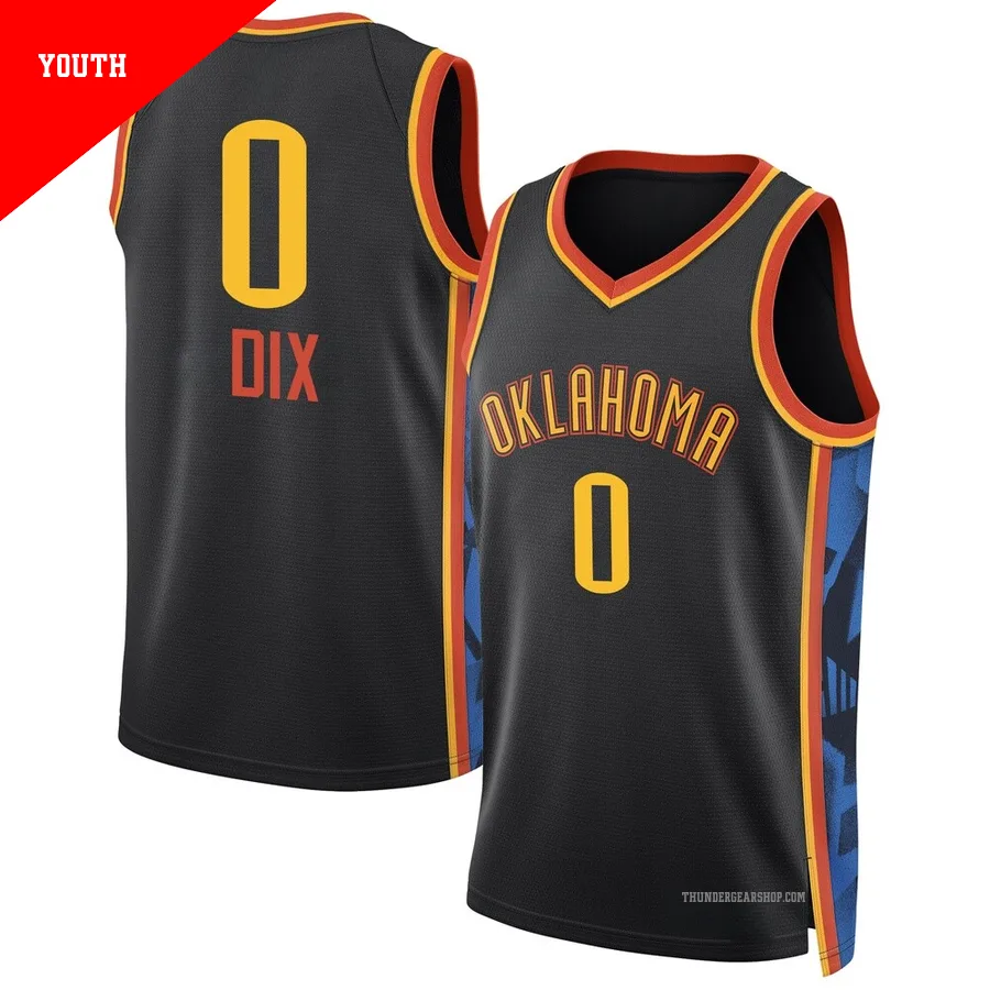 Josh Dix ＃0 Oklahoma City Thunder Swingman 2024/25 Youth Black City Edition Jersey