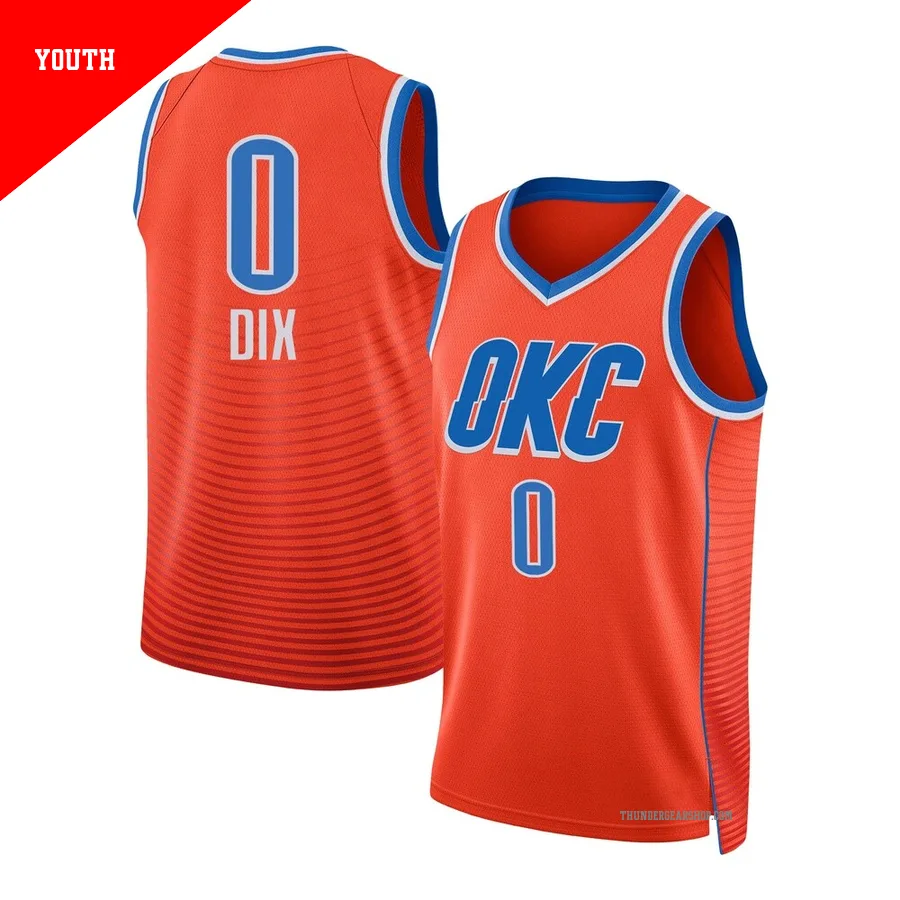 Josh Dix ＃0 Oklahoma City Thunder Swingman 2024/25 Youth Orange Statement Edition Jersey