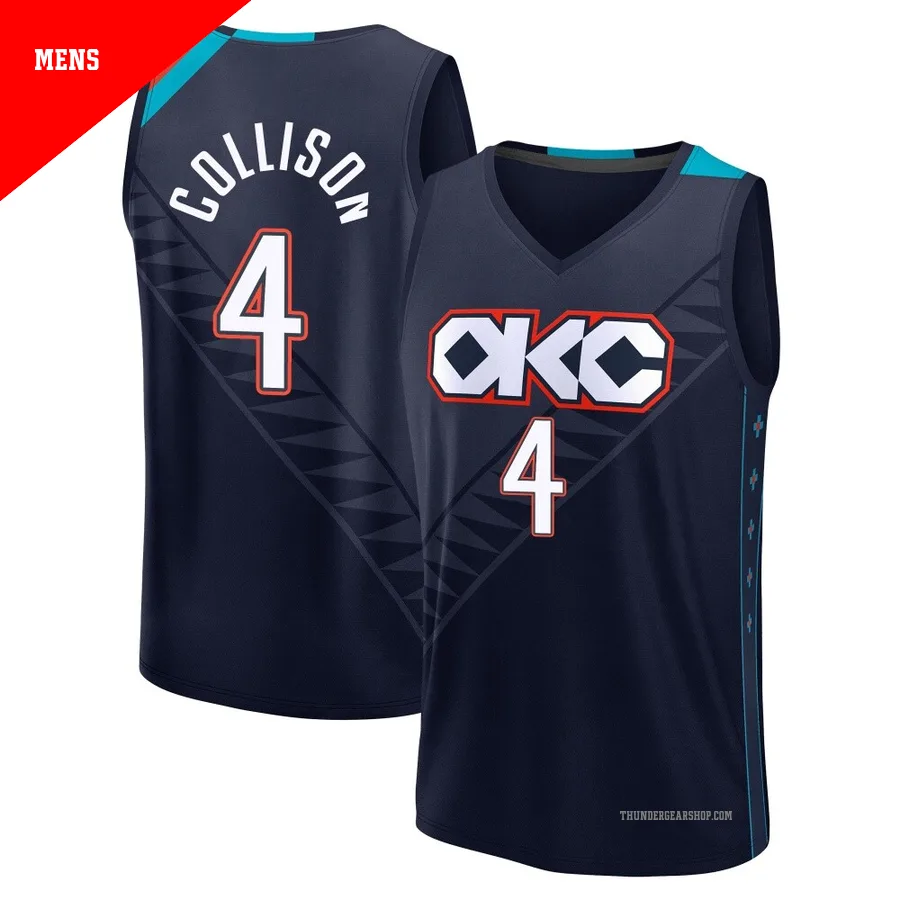 Nick Collison ＃4 Oklahoma City Thunder 2025/26 Men's Fanatics Fast Break Navy City Edition Jersey