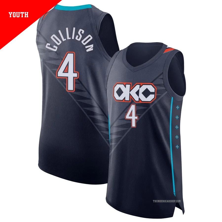 Nick Collison ＃4 Oklahoma City Thunder Authentic 2025/26 Youth Navy City Edition Jersey