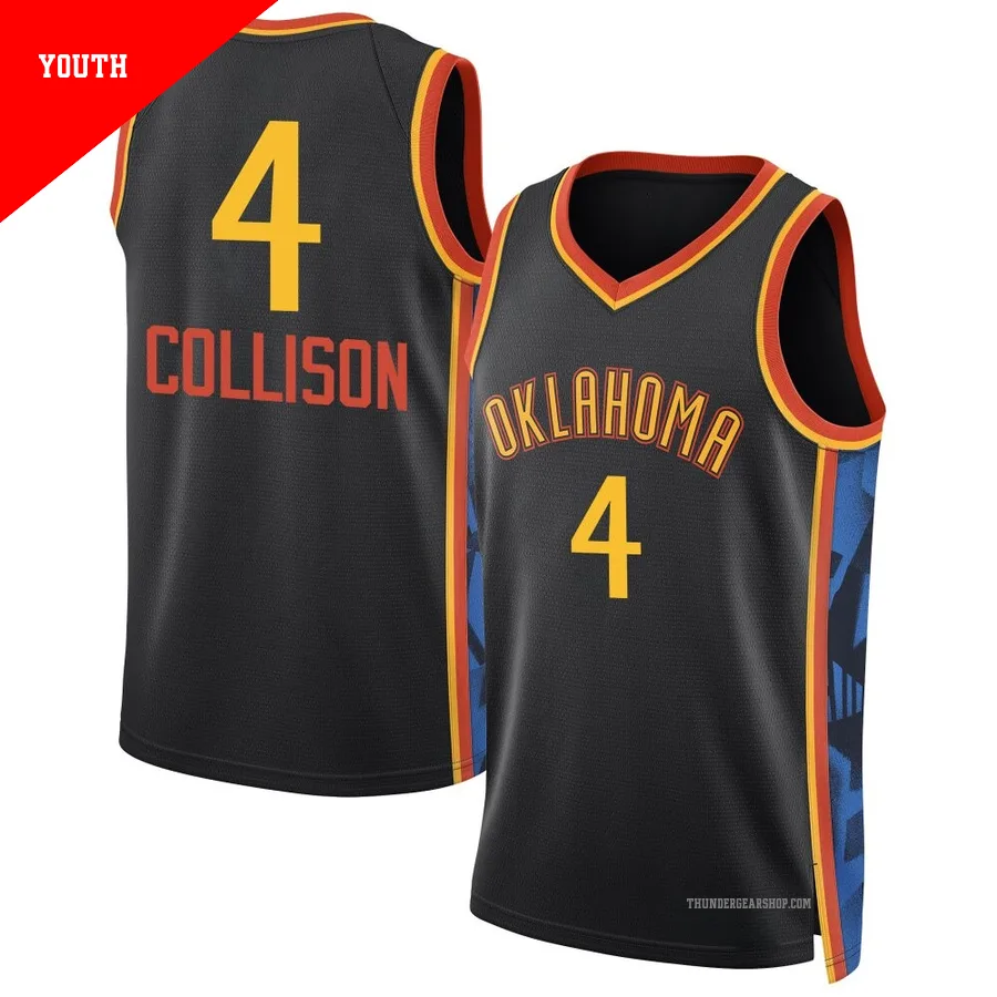 Nick Collison ＃4 Oklahoma City Thunder Swingman 2024/25 Youth Black City Edition Jersey