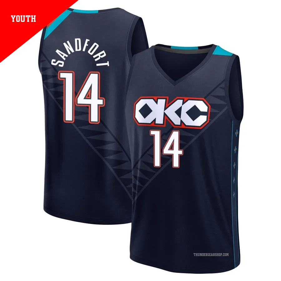 Payton Sandfort ＃14 Oklahoma City Thunder 2025/26 Youth Fanatics Fast Break Navy City Edition Jersey