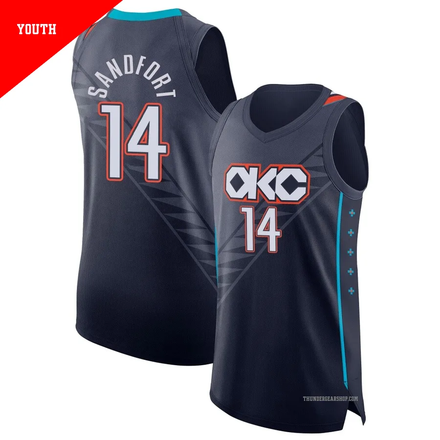 Payton Sandfort ＃14 Oklahoma City Thunder Authentic 2025/26 Youth Navy City Edition Jersey