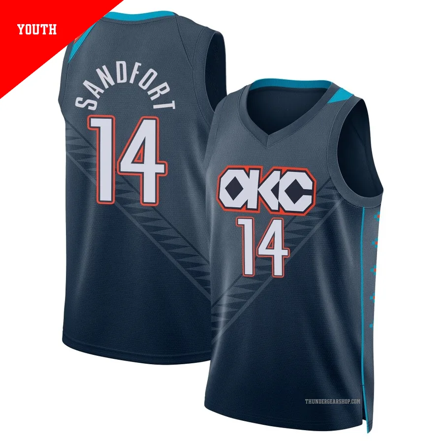 Payton Sandfort ＃14 Oklahoma City Thunder Swingman 2025/26 Youth Navy City Edition Jersey