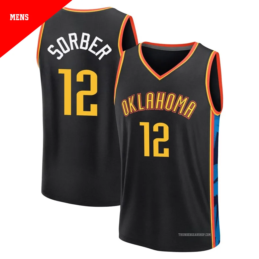 Thomas Sorber ＃12 Oklahoma City Thunder 2024/25 Men's Fanatics Black Fast Break City Edition Jersey