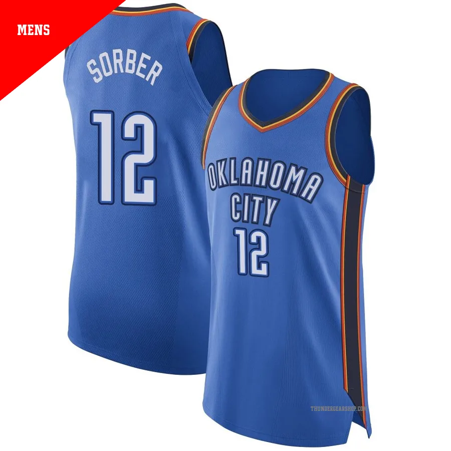 Thomas Sorber ＃12 Oklahoma City Thunder Authentic Blue Men's Jersey - Icon Edition