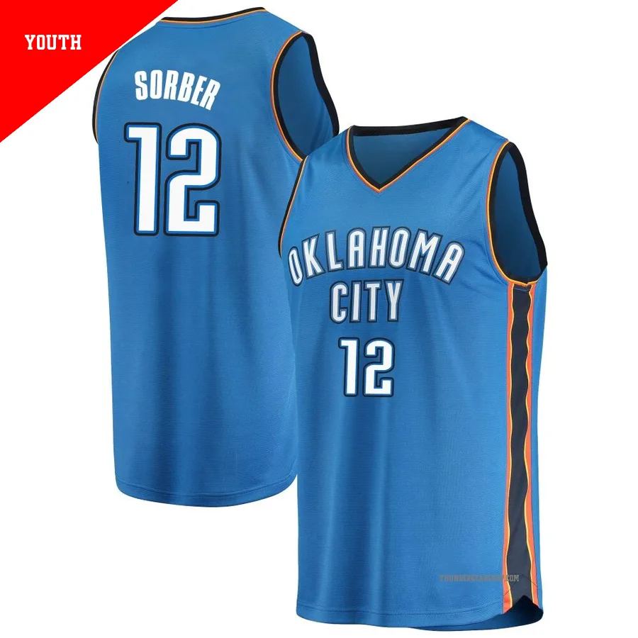 Thomas Sorber ＃12 Oklahoma City Thunder Replica Blue Youth Fanatics Branded Fast Break Jersey - Icon Edition