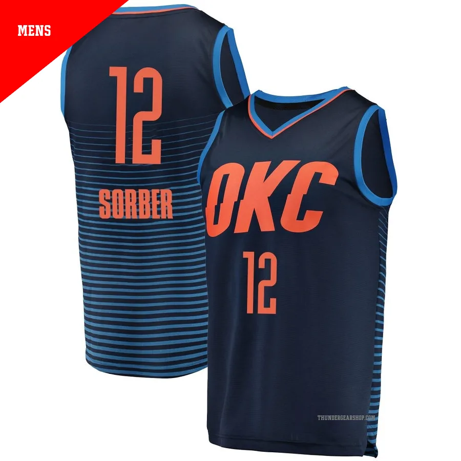 Thomas Sorber ＃12 Oklahoma City Thunder Replica Navy Men's Fanatics Branded Fast Break Jersey - Statement Edition