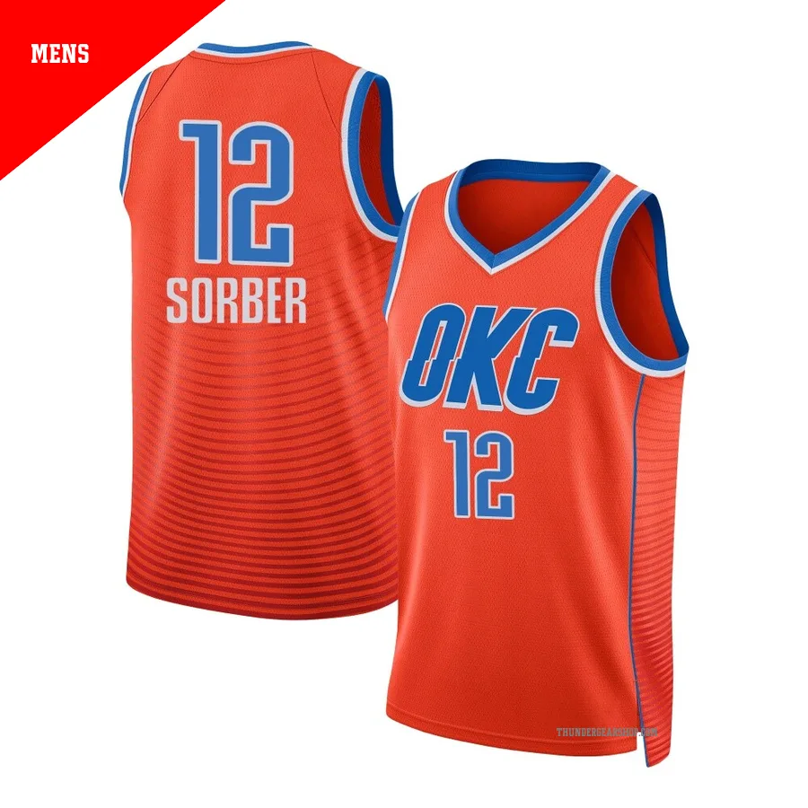 Thomas Sorber ＃12 Oklahoma City Thunder Swingman 2024/25 Men's Orange Statement Edition Jersey