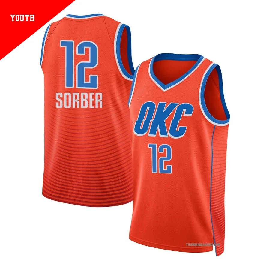 Thomas Sorber ＃12 Oklahoma City Thunder Swingman 2024/25 Youth Orange Statement Edition Jersey