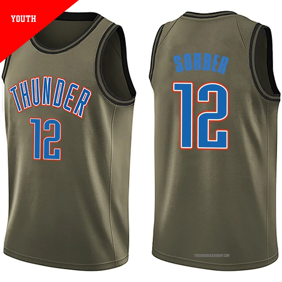 Thomas Sorber ＃12 Oklahoma City Thunder Swingman Green Youth Salute to Service Jersey